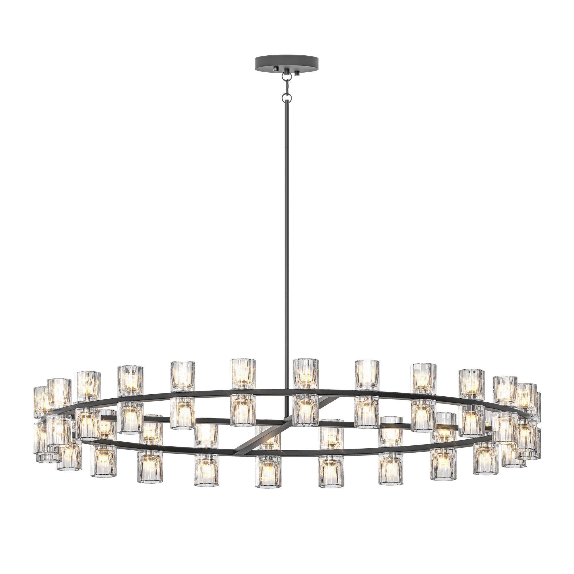 L005030-D48-P48B,W1340P310779, 48 Inches Luxury Chandeliers Crystal Living Room Decorative Lights Simple Modern Dining Room LED Lighting,for Home Decor Black ,Bulbs Included